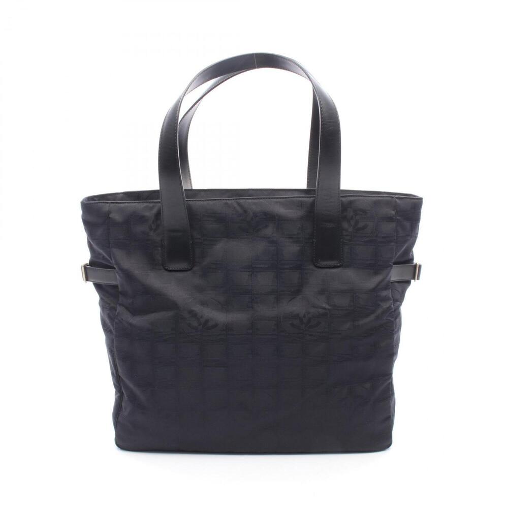 Chanel New Travel Line GM Tote Bag Handbag Leather Nylon Canvas Women's Black...